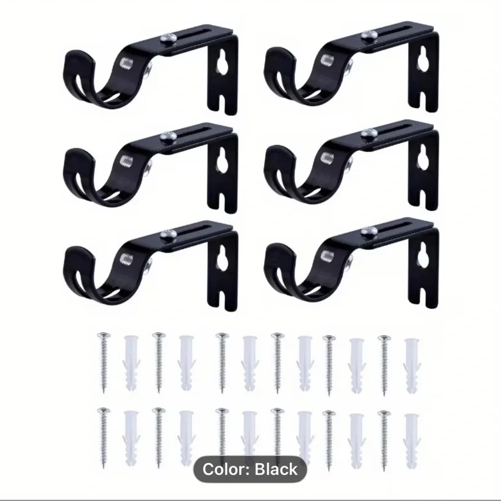 (6) Heavy-duty Adjustable Curtain Rod Bracket  NIB